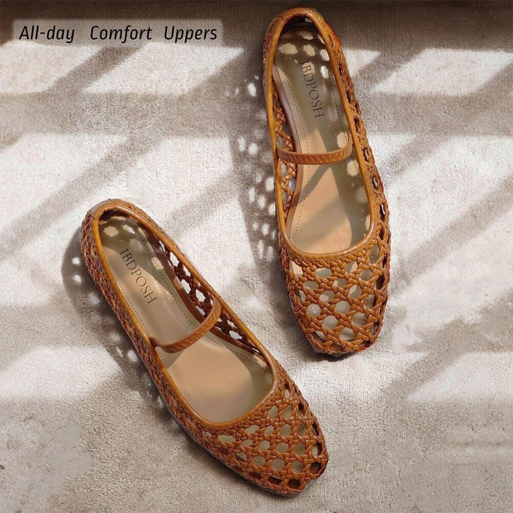 Woven Ballet Flats Shoes for Women Comfortable Casual Elegant Flat Mary Janes